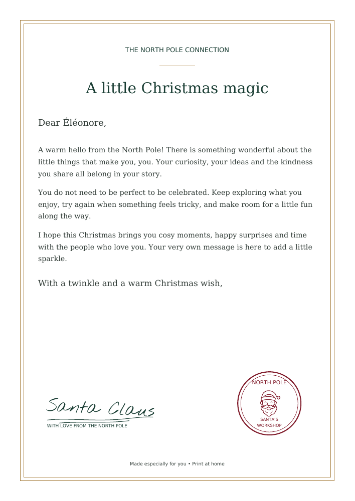 Sample Santa letter